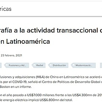 Radiografa a la actividad transaccional de China en Latinoamrica